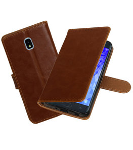 Hoesje voor Galaxy J7 (2018) Pull-Up Booktype Bruin