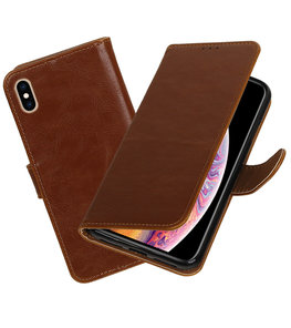 Hoesje voor iPhone XS Max Pull-Up Booktype Bruin Hoesje voor iPhone XS Max Pull-Up Booktype Bruin