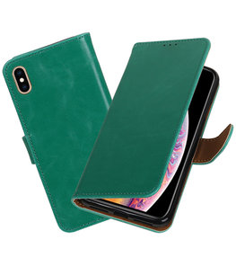 Hoesje voor iPhone XS Max Pull-Up Booktype Groen Hoesje voor iPhone XS Max Pull-Up Booktype Groen
