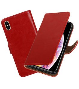Hoesje voor iPhone XS Max Pull-Up Booktype Rood Hoesje voor iPhone XS Max Pull-Up Booktype Rood