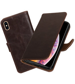 Hoesje voor iPhone XS Max Pull-Up Booktype Mocca Hoesje voor iPhone XS Max Pull-Up Booktype Mocca