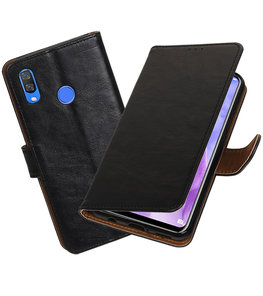 Hoesje voor Huawei Nova 3 Pull-Up Booktype Zwart Hoesje voor Huawei Nova 3 Pull-Up Booktype Zwart