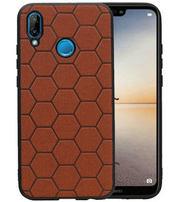 Hexagon Hard Case voor Huawei P20 Lite Bruin