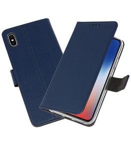 Wallet Cases Hoesje voor iPhone XS - X Navy Wallet Cases Hoesje voor iPhone XS - X Navy