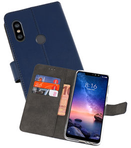 Wallet Cases Hoesje voor XiaoMi Redmi Note 6 Pro Navy Wallet Cases Hoesje voor XiaoMi Redmi Note 6 Pro Navy