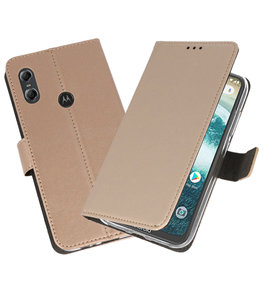 Wallet Cases Hoesje voor Moto One Goud Wallet Cases Hoesje voor Moto One Goud