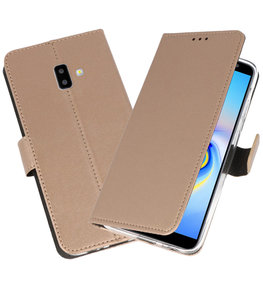Wallet Cases Hoesje voor Galaxy J6 Plus Goud