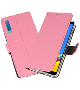 Wallet Cases Hoesje voor Galaxy A7 (2018) Roze