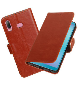 Hoesje voor Samsung Galaxy A6s Pull-Up Booktype Bruin