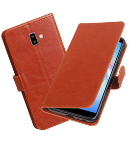 Hoesje voor Samsung Galaxy J6 Plus Pull-Up Booktype Bruin