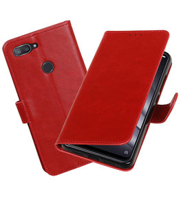 Hoesje voor XiaoMi Mi 8 Lite Pull-Up Booktype Rood Hoesje voor XiaoMi Mi 8 Lite Pull-Up Booktype Rood