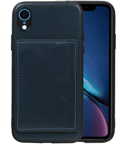 Staand Back Cover 1 Pasjes voor iPhone XR Navy