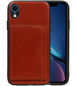 Staand Back Cover 1 Pasjes voor iPhone XR Bruin