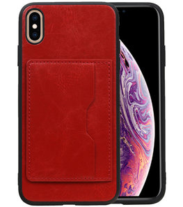 Staand Back Cover 1 Pasjes voor iPhone XS Max Rood Staand Back Cover 1 Pasjes voor iPhone XS Max Rood
