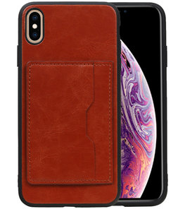 Staand Back Cover 1 Pasjes voor iPhone XS Max Bruin Staand Back Cover 1 Pasjes voor iPhone XS Max Bruin