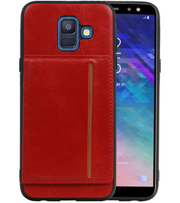 Staand Back Cover 1 Pasjes voor Galaxy A6 2018 Rood Staand Back Cover 1 Pasjes voor Galaxy A6 2018 Rood