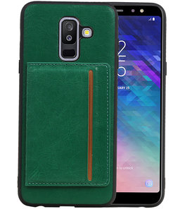 Staand Back Cover 1 Pasjes voor Galaxy A6 Plus 2018 Groen