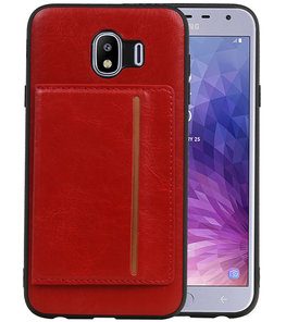 Staand Back Cover 1 Pasjes voor Galaxy J4 Rood