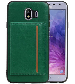 Staand Back Cover 1 Pasjes voor Galaxy J4 Groen