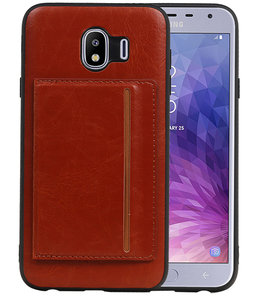 Staand Back Cover 1 Pasjes voor Galaxy J4 Bruin