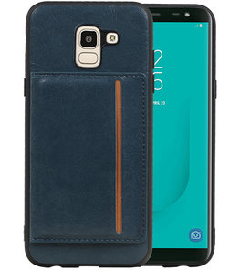Staand Back Cover 1 Pasjes voor Galaxy J6 Navy
