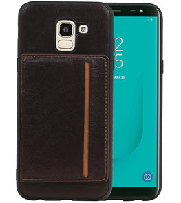 Staand Back Cover 1 Pasjes voor Galaxy J6 Mocca