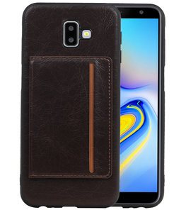 Staand Back Cover 1 Pasjes voor Galaxy J6 Plus Mocca