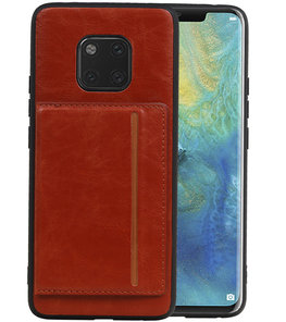 Staand Back Cover 1 Pasjes voor Huawei Mate 20 Pro Bruin