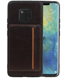 Staand Back Cover 1 Pasjes voor Huawei Mate 20 Pro Mocca