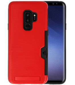 Rood Tough Armor Kaarthouder Stand Hoesje voor Samsung Galaxy S9 Plus
