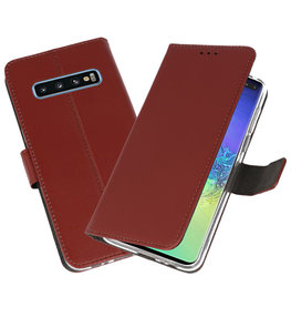 Wallet Cases Hoesje voor Samsung Galaxy S10 Plus Bruin Wallet Cases Hoesje voor Samsung Galaxy S10 Plus Bruin