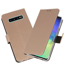 Wallet Cases Hoesje voor Samsung Galaxy S10 Plus Goud Wallet Cases Hoesje voor Samsung Galaxy S10 Plus Goud
