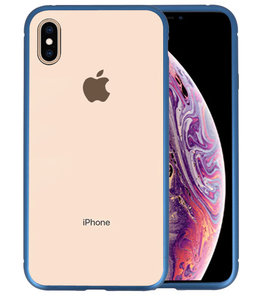 Magnetic Back Cover voor iPhone XS Max Blauw- Transparant Magnetic Back Cover voor iPhone XS Max Blauw- Transparant