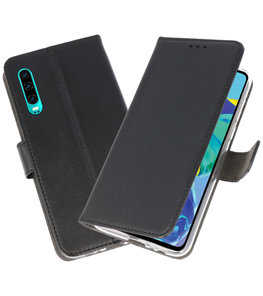 Booktype Wallet Cases Hoesje voor Huawei P30 Zwart Booktype Wallet Cases Hoesje voor Huawei P30 Zwart