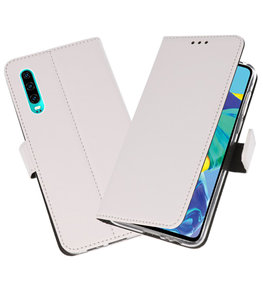 Booktype Wallet Cases Hoesje voor Huawei P30 Wit Booktype Wallet Cases Hoesje voor Huawei P30 Wit