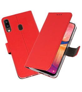 Wallet Cases Hoesje voor Samsung Galaxy A20 Rood Wallet Cases Hoesje voor Samsung Galaxy A20 Rood