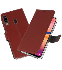 Wallet Cases Hoesje voor Samsung Galaxy A20 Bruin Wallet Cases Hoesje voor Samsung Galaxy A20 Bruin