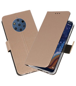 Wallet Cases Hoesje voor Nokia 9 PureView Goud