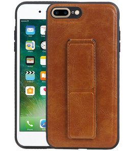 Grip Stand Hardcase Backcover voor iPhone 8 Plus / 7 Plus Bruin