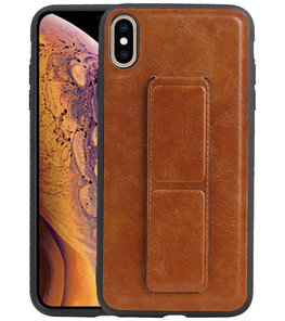 Grip Stand Hardcase Backcover voor iPhone XS Max Bruin Grip Stand Hardcase Backcover voor iPhone XS Max Bruin