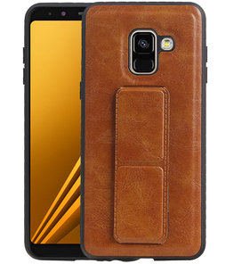 Grip Stand Hardcase Backcover voor Samsung Galaxy A8 Plus Bruin Grip Stand Hardcase Backcover voor Samsung Galaxy A8 Plus Bruin