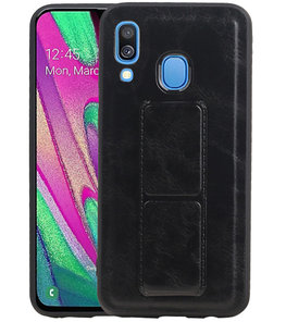 Grip Stand Hardcase Backcover voor Samsung Galaxy A40 Zwart Grip Stand Hardcase Backcover voor Samsung Galaxy A40 Zwart