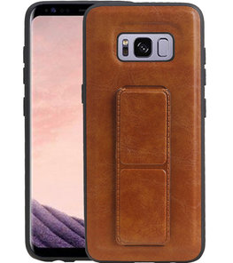 Grip Stand Hardcase Backcover voor Samsung Galaxy S8 Bruin
