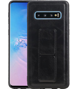Grip Stand Hardcase Backcover voor Samsung Galaxy S10 Zwart
