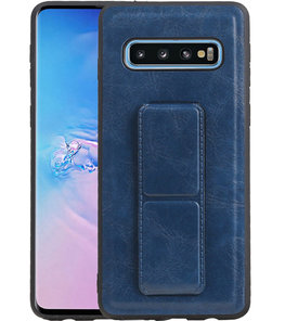 Grip Stand Hardcase Backcover voor Samsung Galaxy S10 Blauw