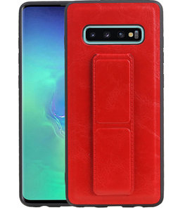Grip Stand Hardcase Backcover voor Samsung Galaxy S10 Plus Rood Grip Stand Hardcase Backcover voor Samsung Galaxy S10 Plus Rood