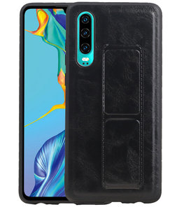 Grip Stand Hardcase Backcover voor Huawei P30 Zwart Grip Stand Hardcase Backcover voor Huawei P30 Zwart