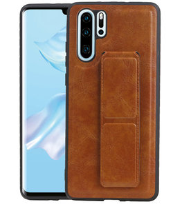 Grip Stand Hardcase Backcover voor Huawei P30 Pro Bruin