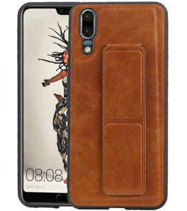 Grip Stand Hardcase Backcover voor Huawei P20 Bruin