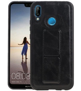 Grip Stand Hardcase Backcover voor Huawei P20 Lite Zwart